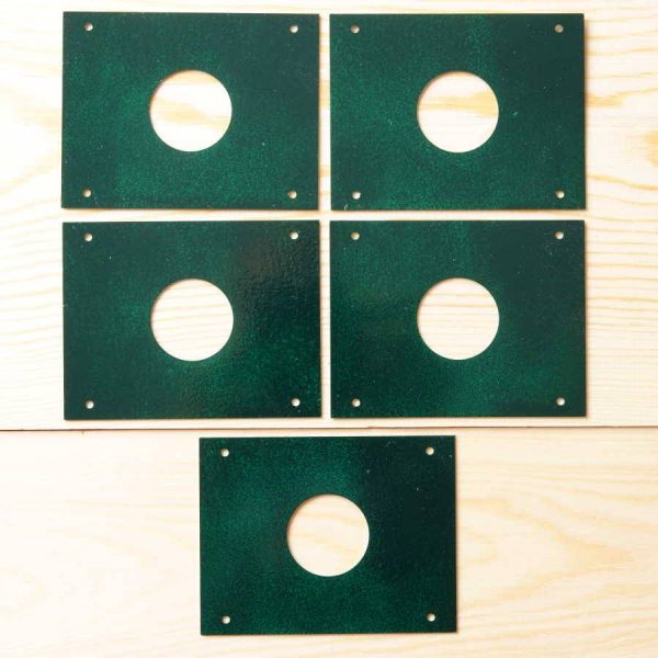 Pack 5 protectores anti pícidos para cajas nido, de acero inoxidable 32 mm lacado verde-protecció anti pícids