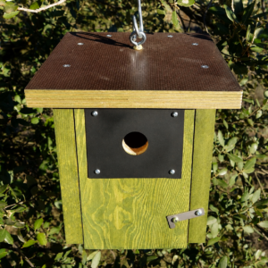 Caja nido "Forestal" con tejado de carrocero, para páridos y otras pequeñas aves insectívoras